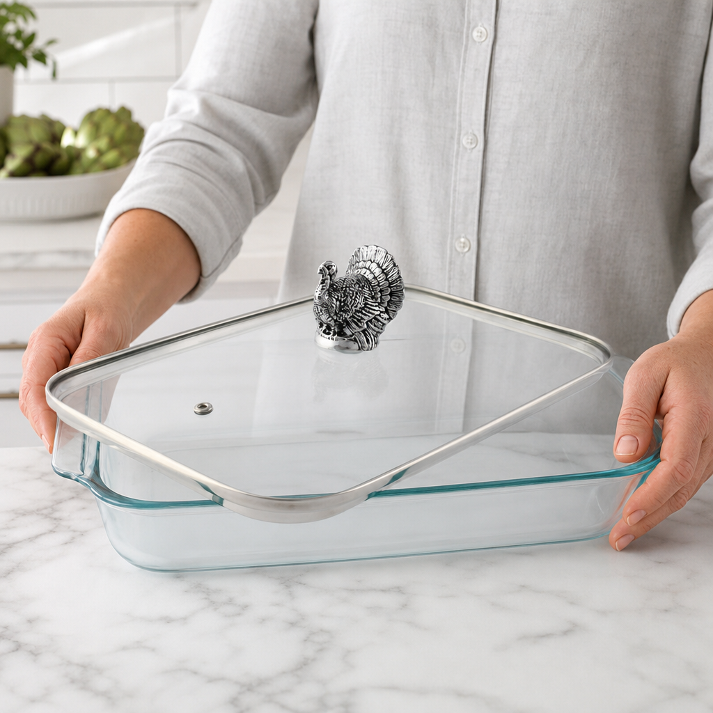 Turkey Lid with Pyrex 3 quart Baking Dish