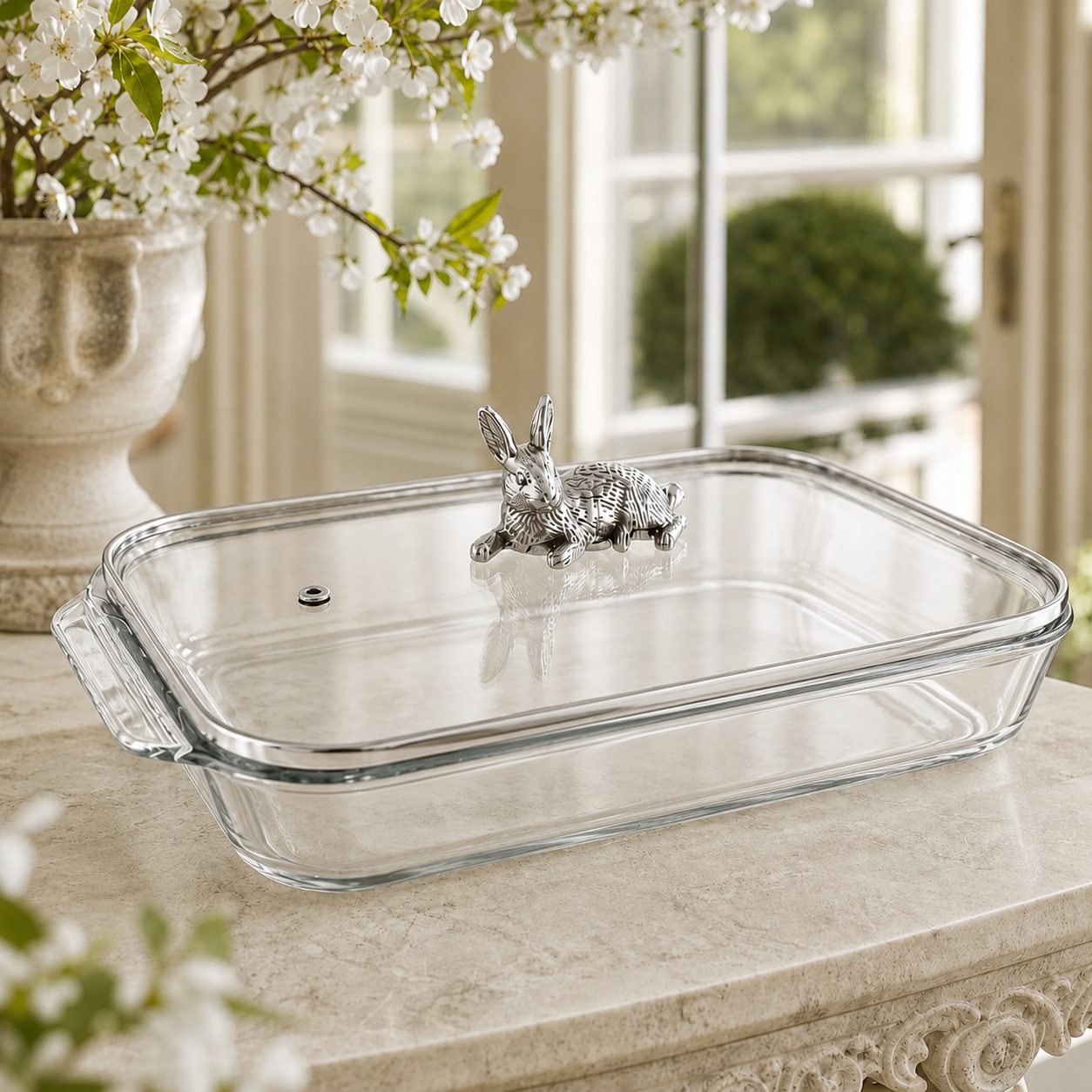Bunny Lid with Pyrex 3 quart Baking Dish