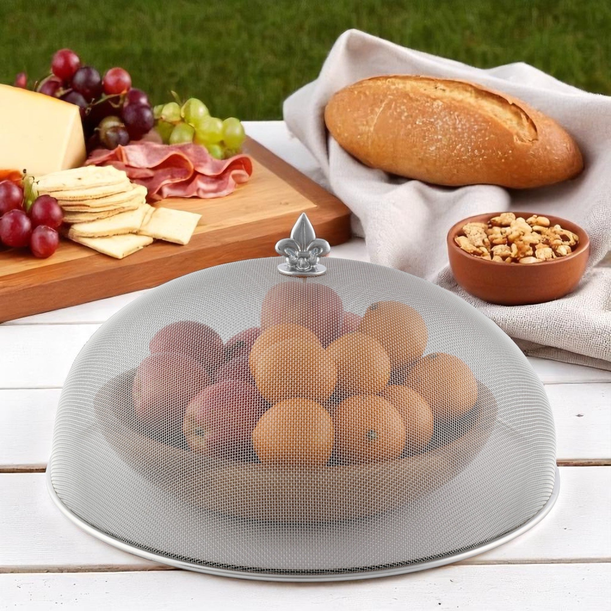 Fleur de Lis Stainless Mesh Picnic Cover