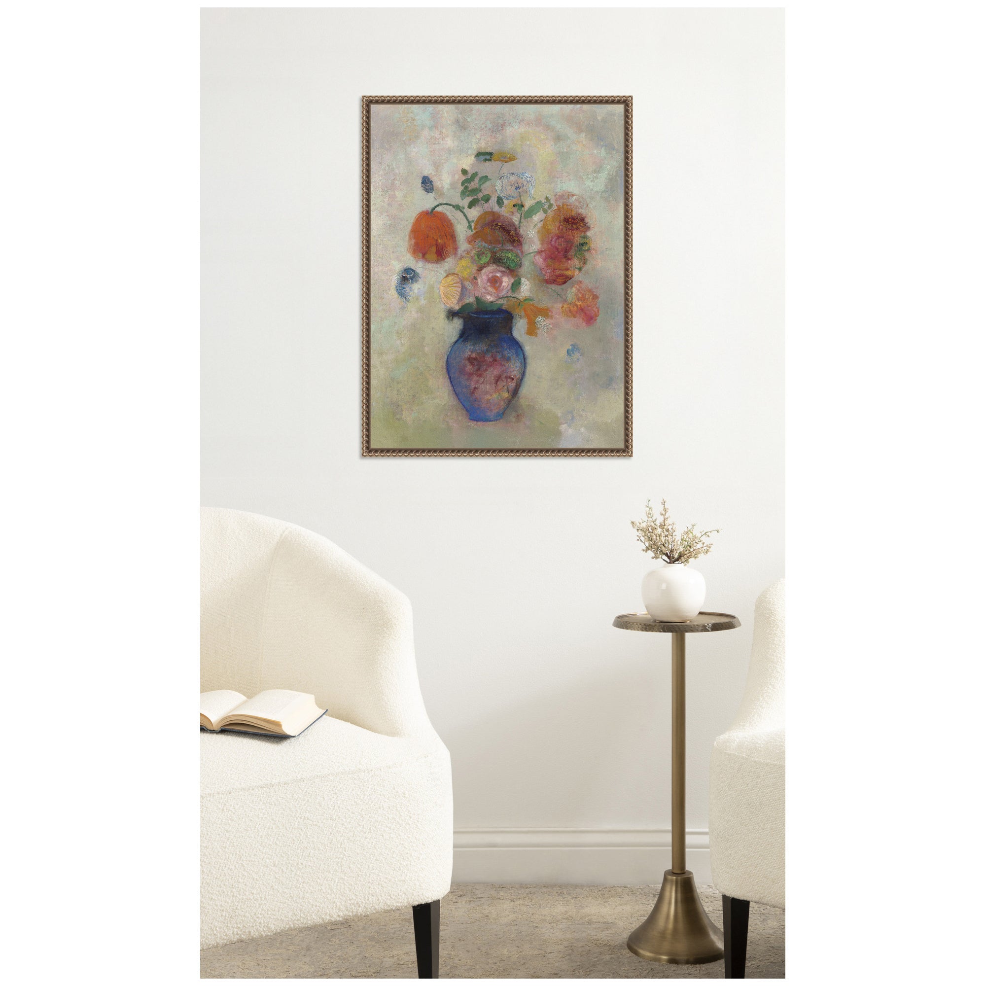 Large Vase with Flowers 1912 Odilion Redon by Nostalgia Prints Framed Canvas Wall Art Print