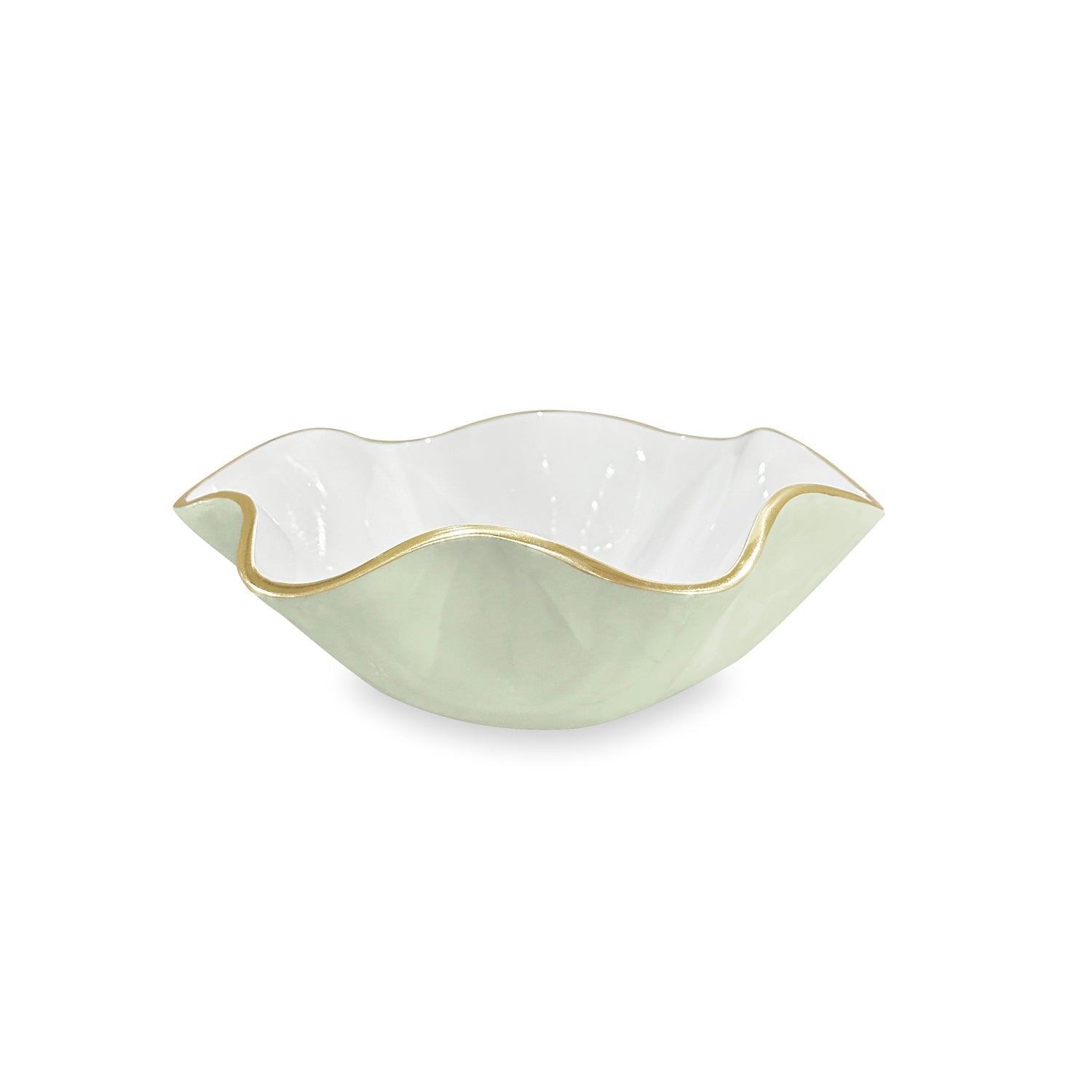 ENCANTO Carola  Small Round Bowl (Pistachio and White)