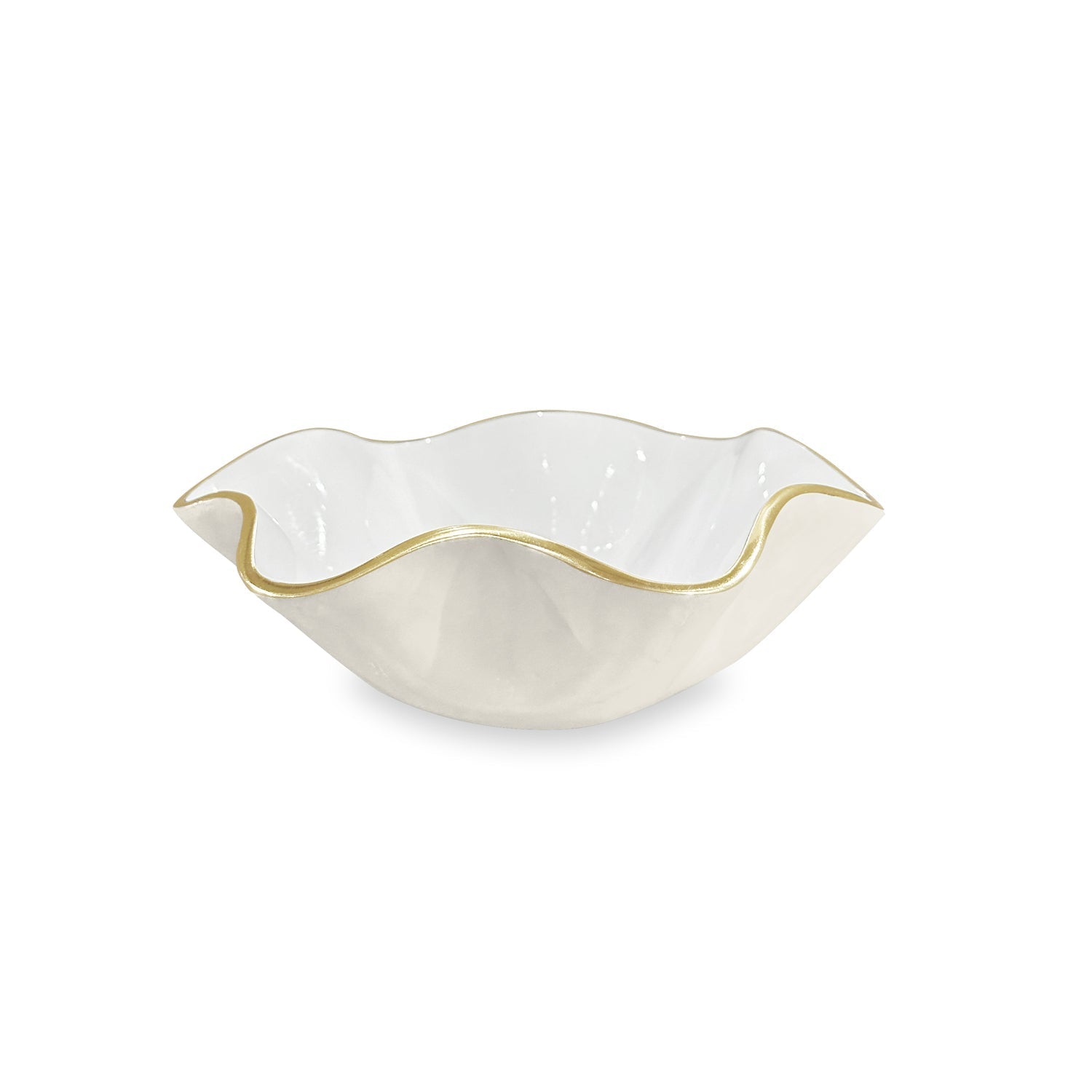 ENCANTO Carola  Small Round Bowl (Cream and White)
