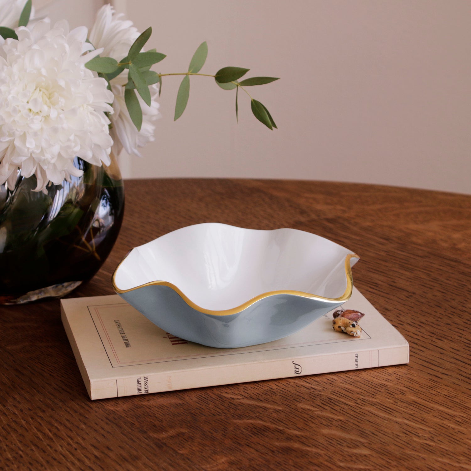 ENCANTO Carola Small Round Bowl Slate and White