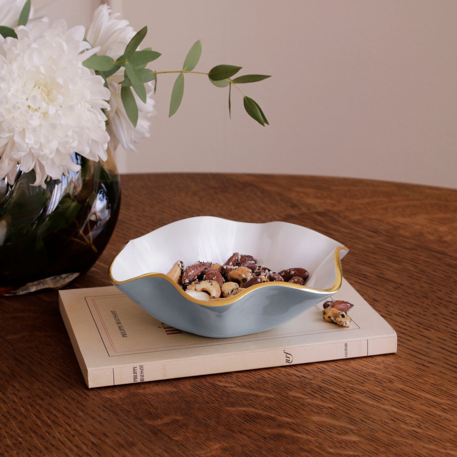 ENCANTO Carola Small Round Bowl Slate and White