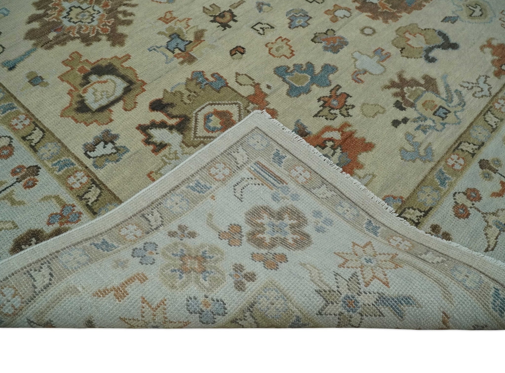 8x10, 9x12, 10x14 and 12x15 Hand Knotted Beige and Ivory Traditional Persian Oushak Wool Area Rug | NT24 - The Rug Decor