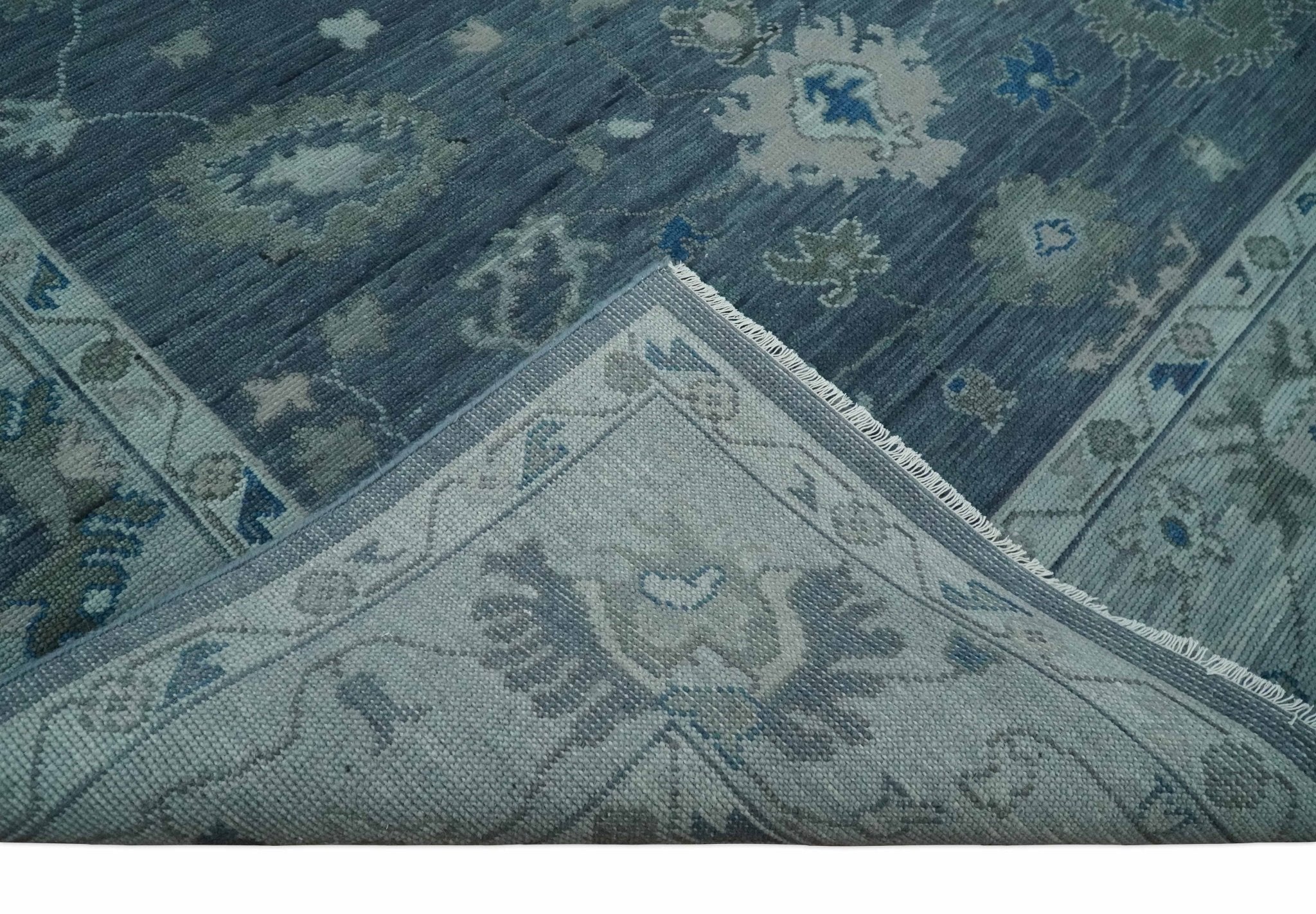 8x10, 9x12, 10x14 and 12x15 Hand Knotted Gray and Silver Traditional Oushak Wool Rug | NT43 - The Rug Decor
