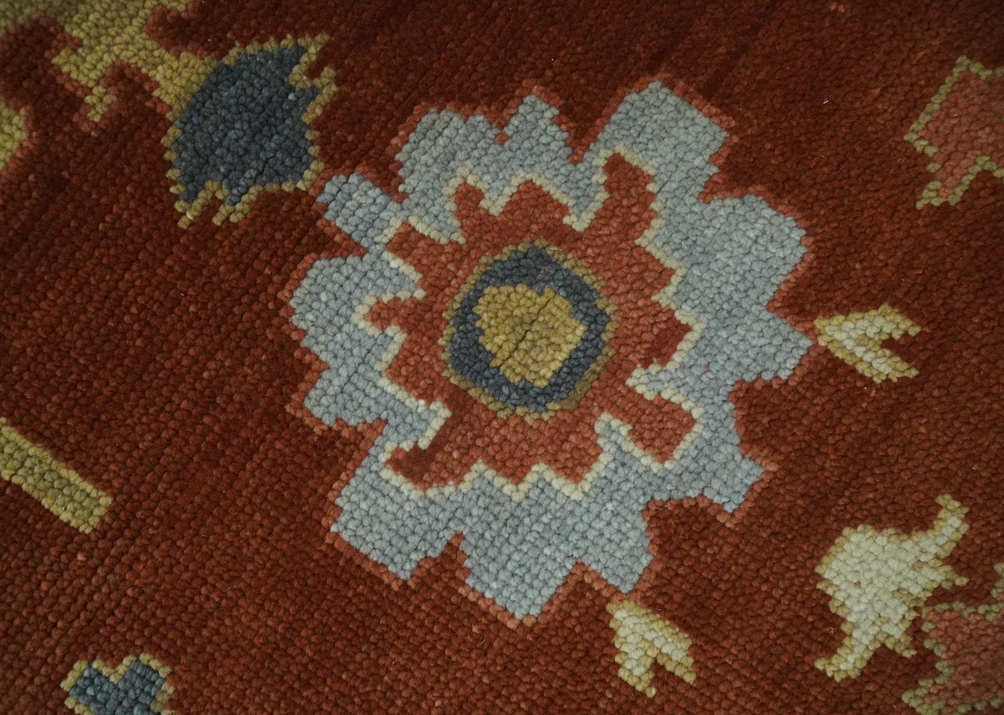 8x10, 9x12, 10x14 and 12x15 Hand Knotted Rust and Beige Traditional Persian Oushak Wool Rug | NT17 - The Rug Decor