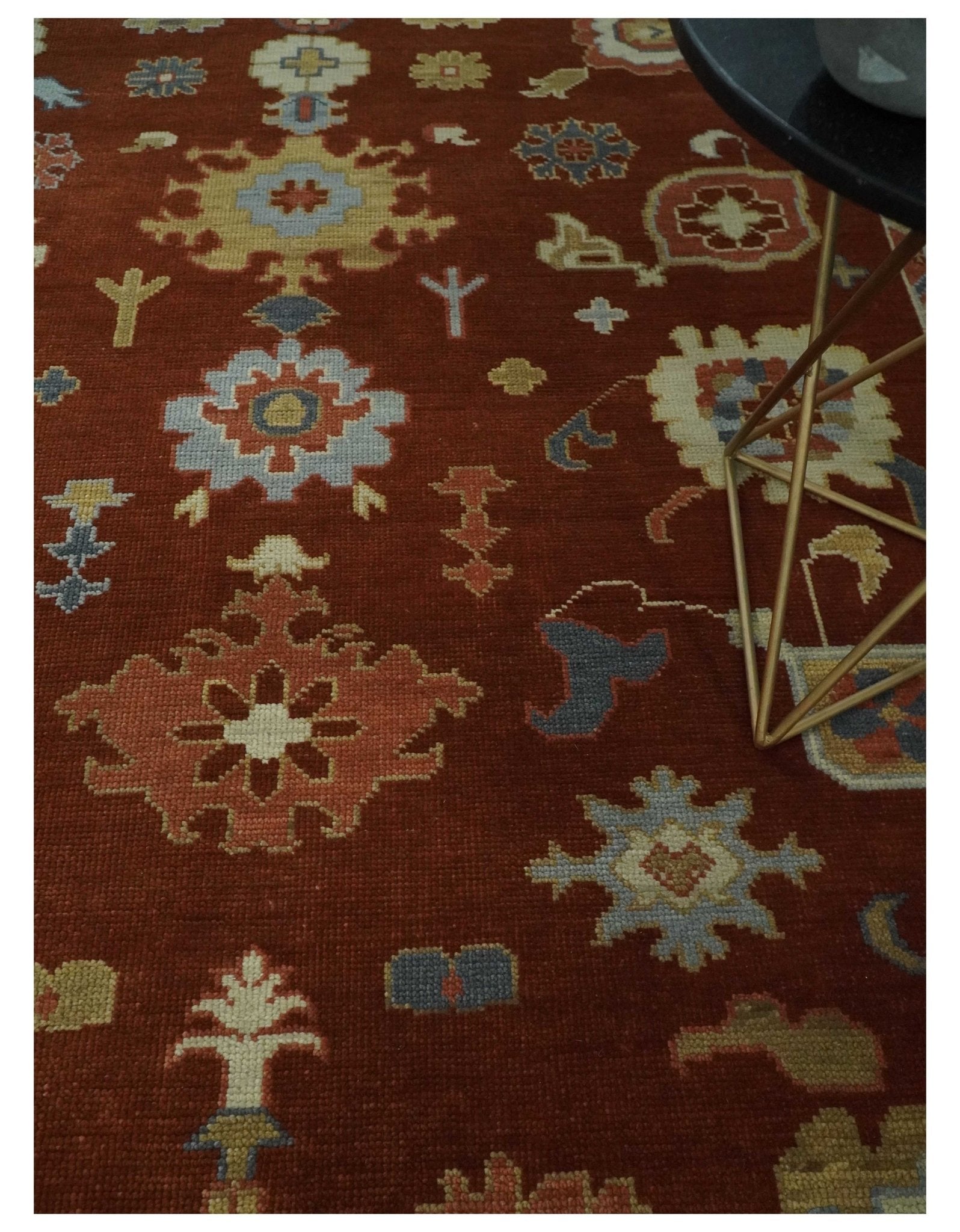 8x10, 9x12, 10x14 and 12x15 Hand Knotted Rust and Beige Traditional Persian Oushak Wool Rug | NT17 - The Rug Decor