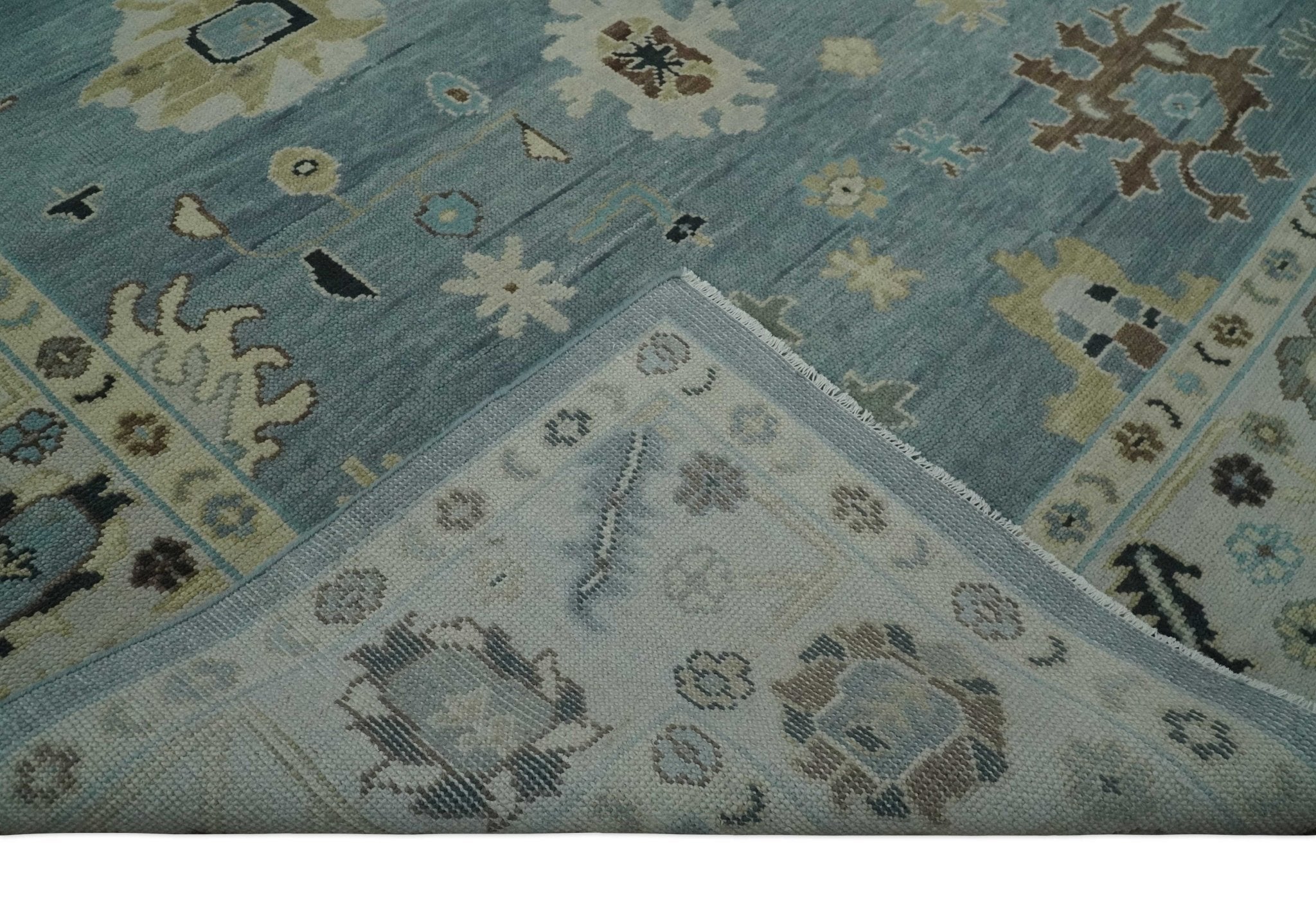 Hand Knotted Gray and Beige Traditional Oushak Wool Rug
