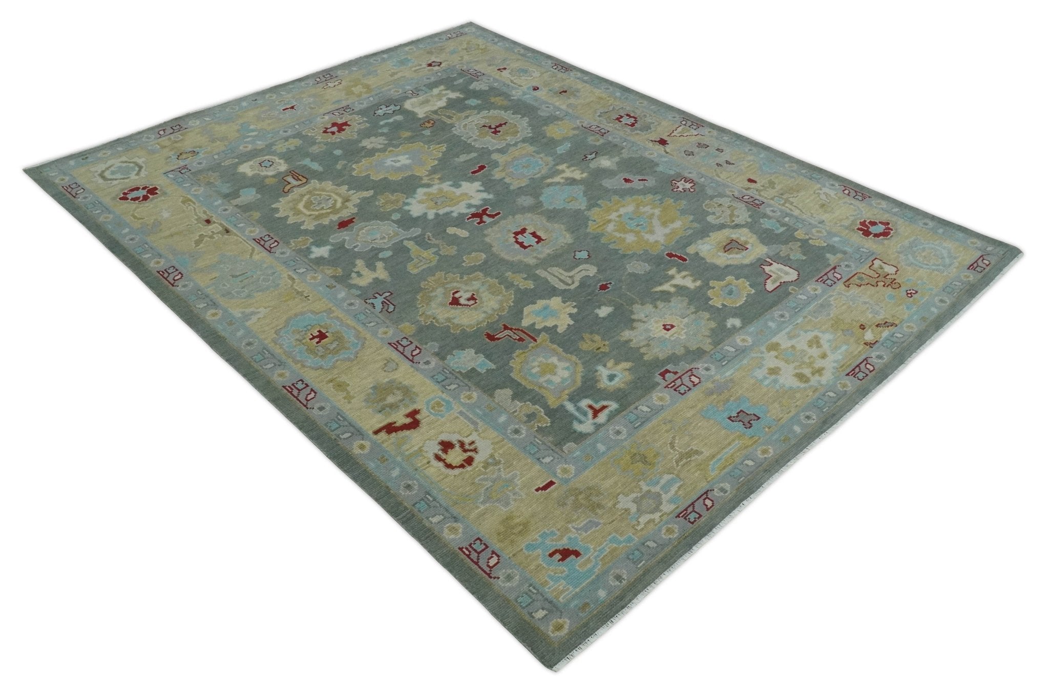 8x10, 9x12, 10x14 and 12x15 Hand Knotted Silver and Beige Traditional Persian Oushak Wool Rug | NT18 - The Rug Decor