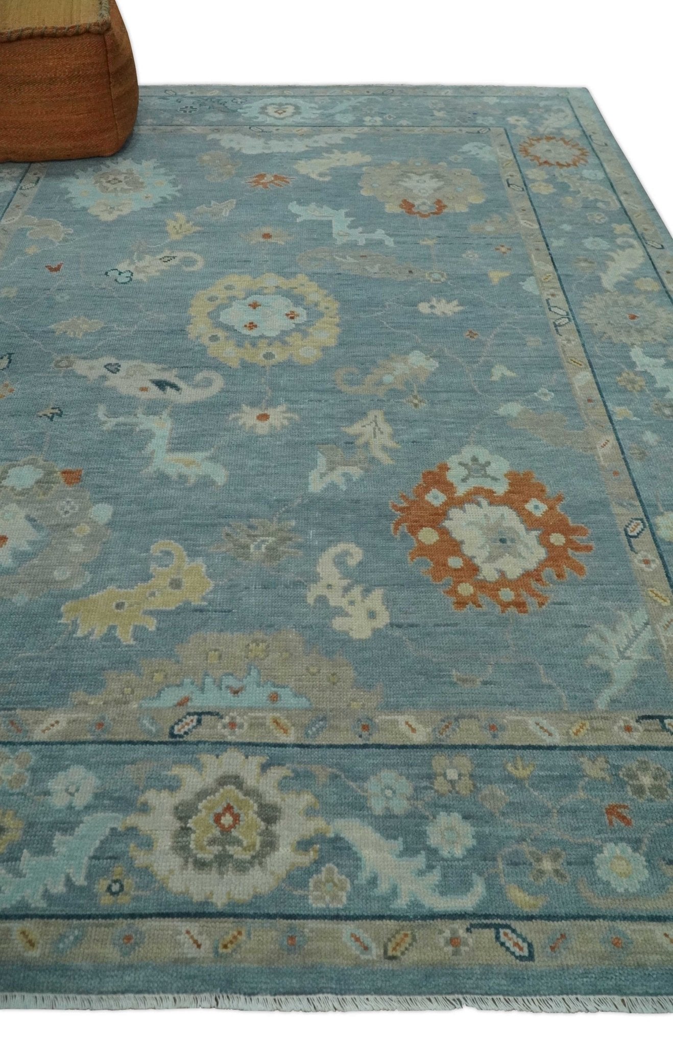 Silver and Beige Hand knotted Traditional Multi Size Oushak Wool Area Rug