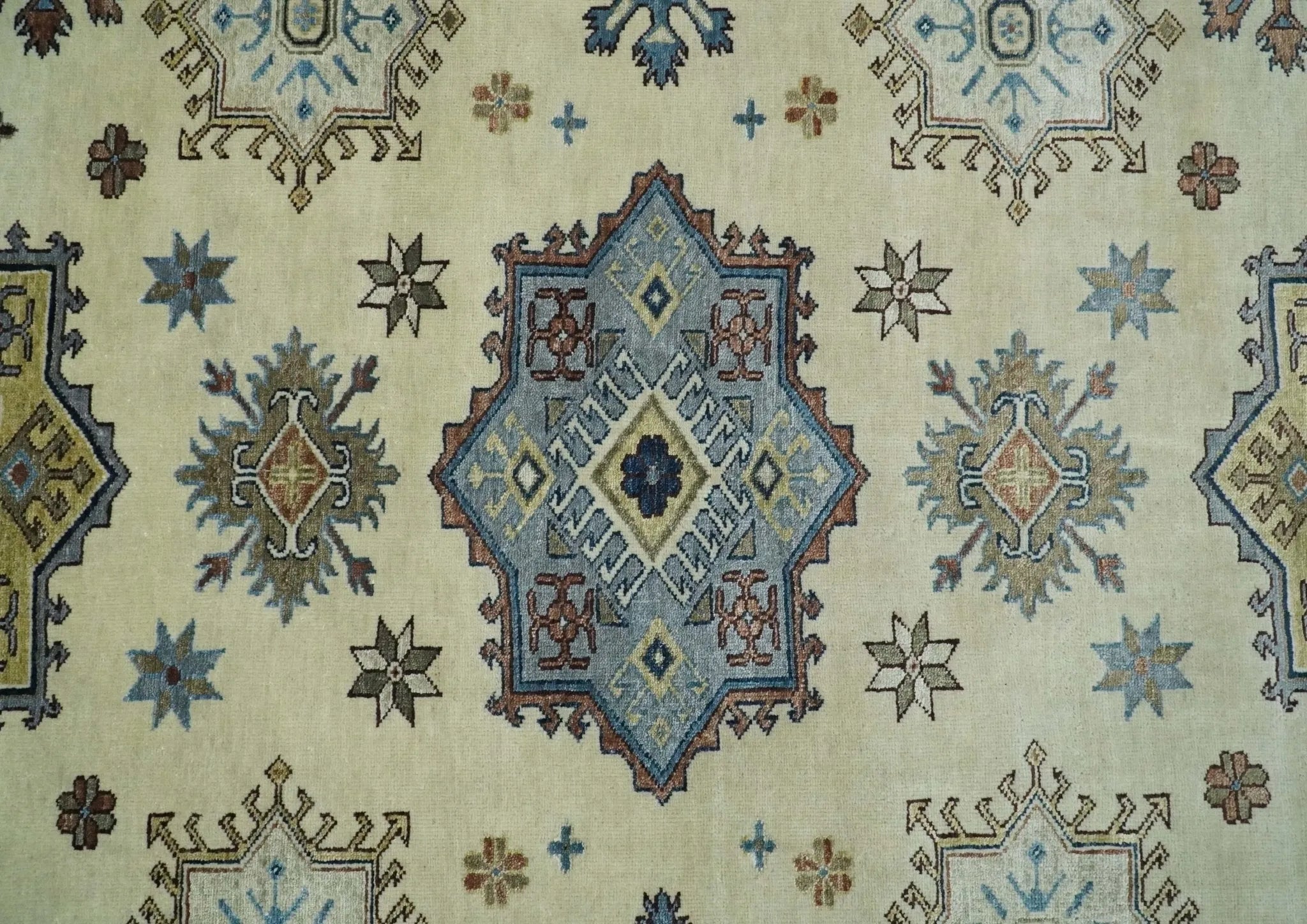 8x10 Fine Hand Knotted Blue and Beige Traditional Vintage Persian Style Antique Wool and Silk Rug | TRDCP510810