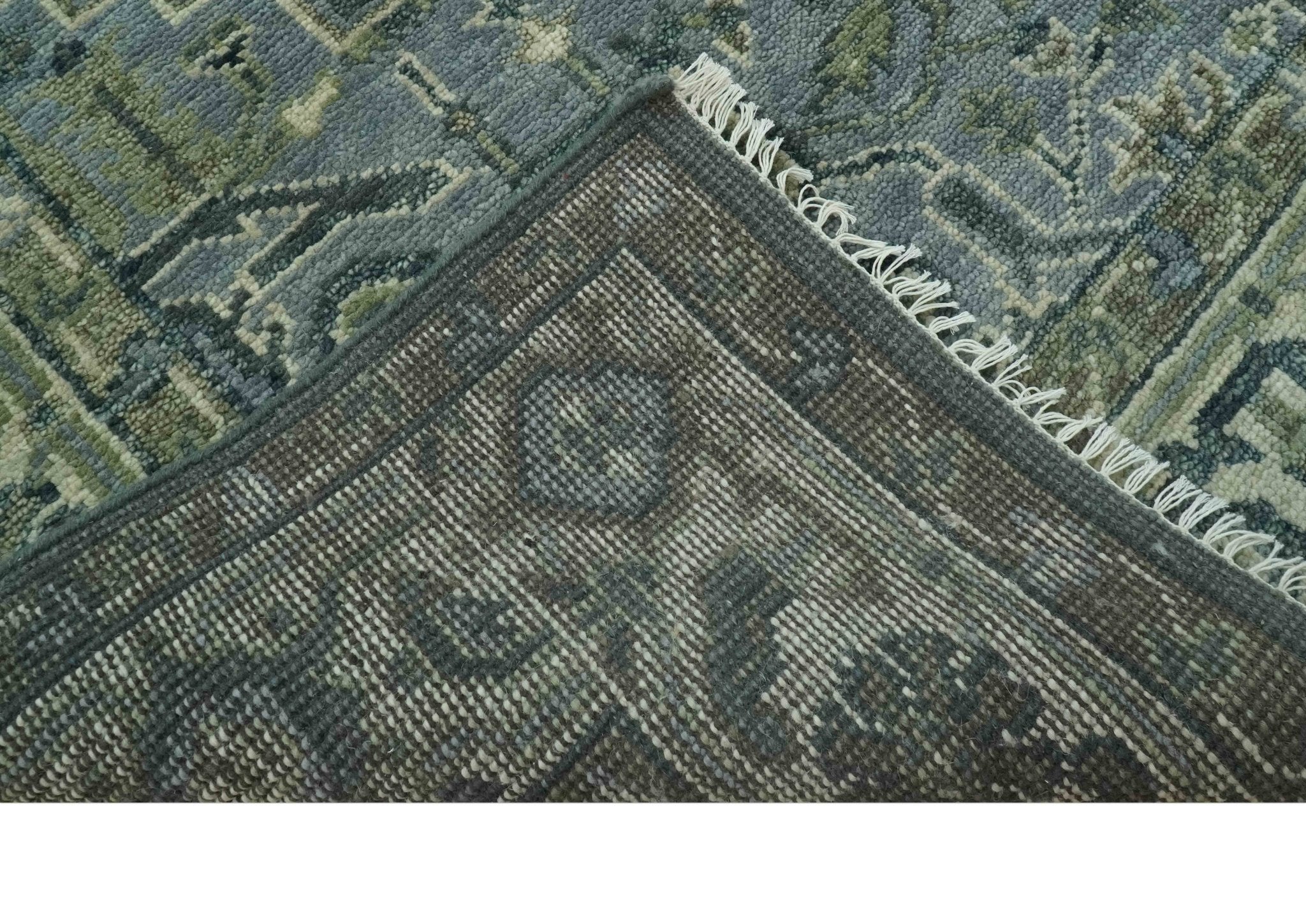 8x10 Hand Knotted Ivory, and Shades of Gray Traditional wool rug - The Rug Decor