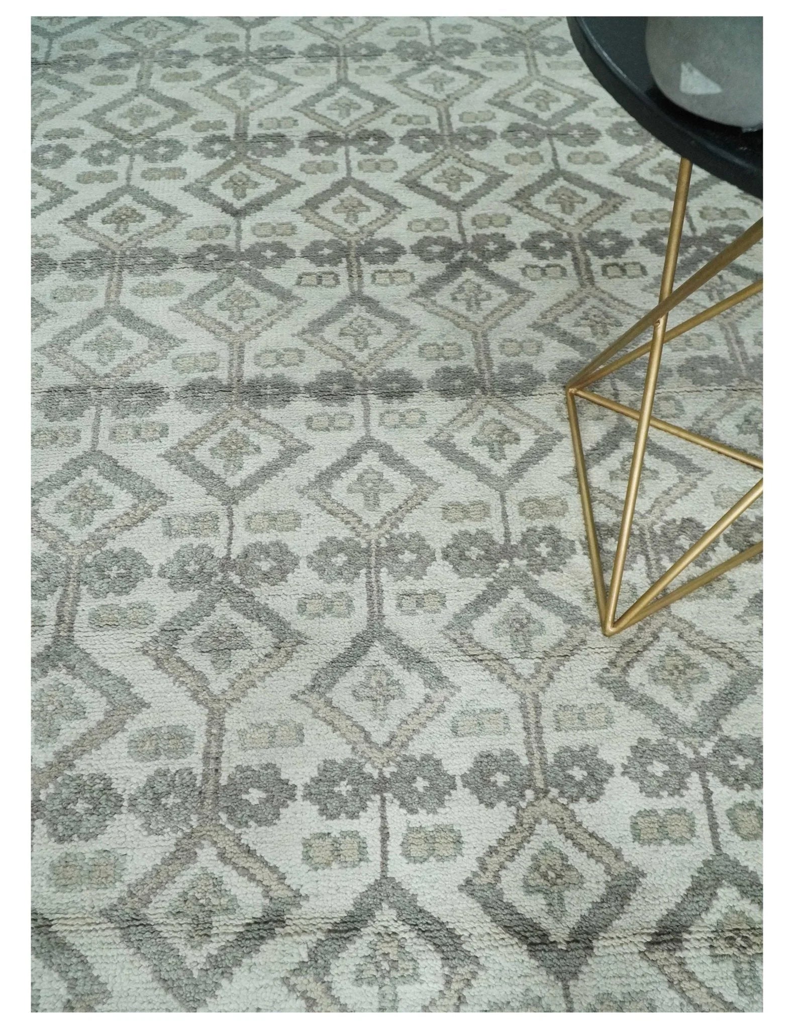 8x10 Hand Knotted Turkish Ivory and Silver Traditional Antique Persian Area Rug | TRDCP1120810S - The Mayfair Hall