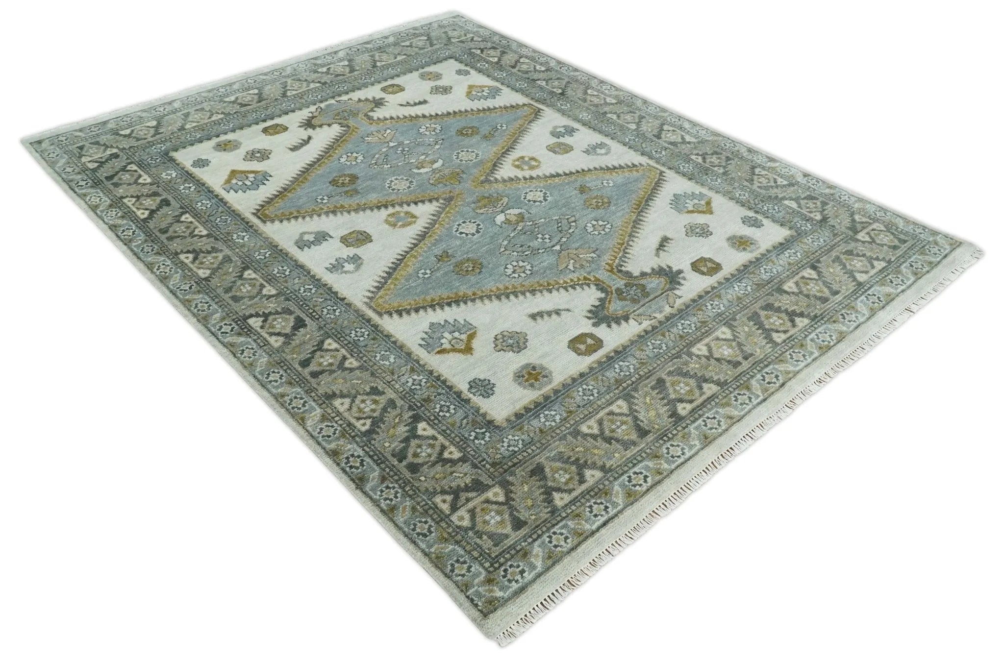 8x10 Ivory, Gray and Camel Oriental Traditional Persian Area Rug | TRDCP966810