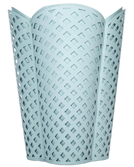 Pale Blue Lattice Scalloped Wastepaper Basket - The Mayfair Hall