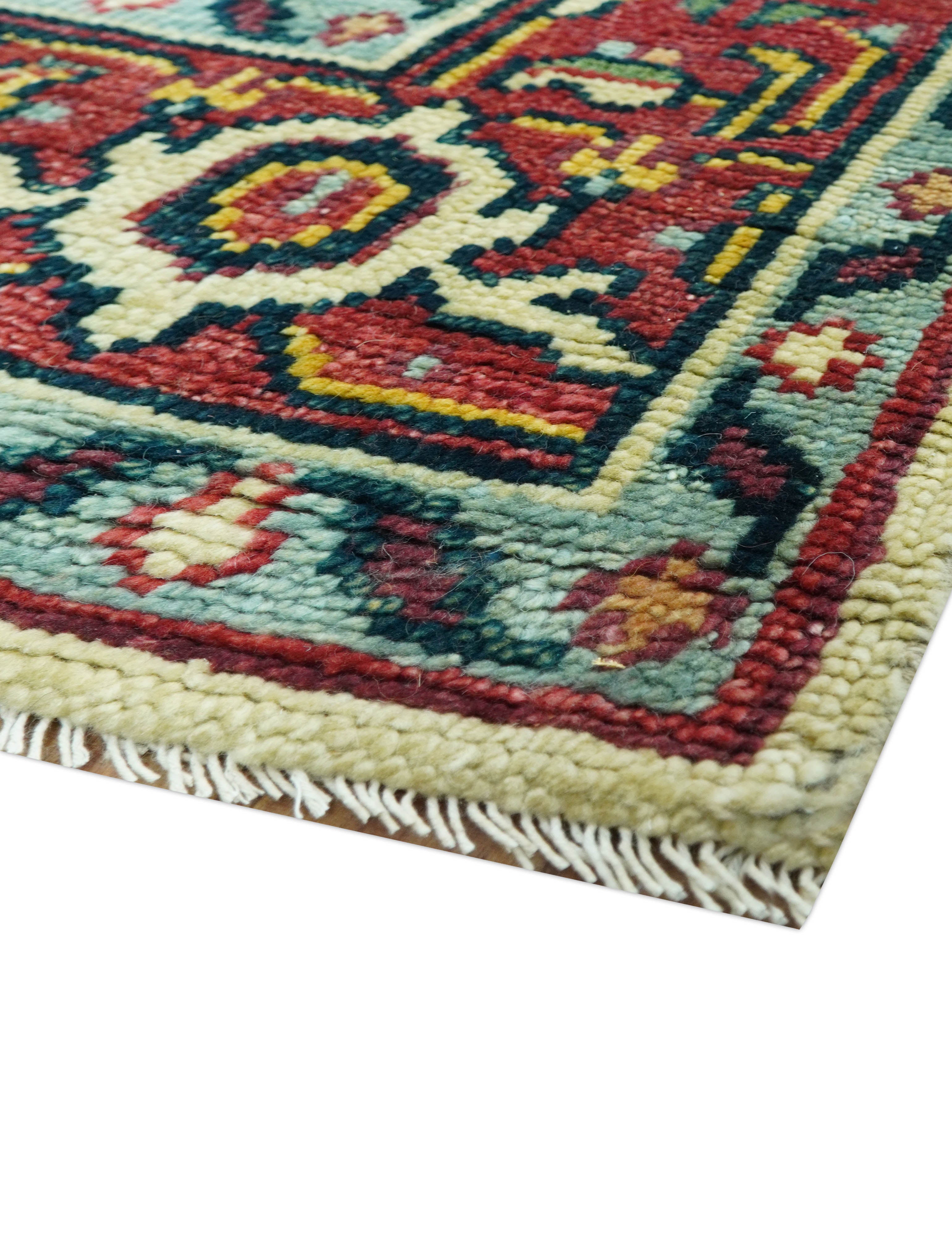 Custom Made Traditional Heriz Design Rust And Ivory Hand Knotted Wool Rug