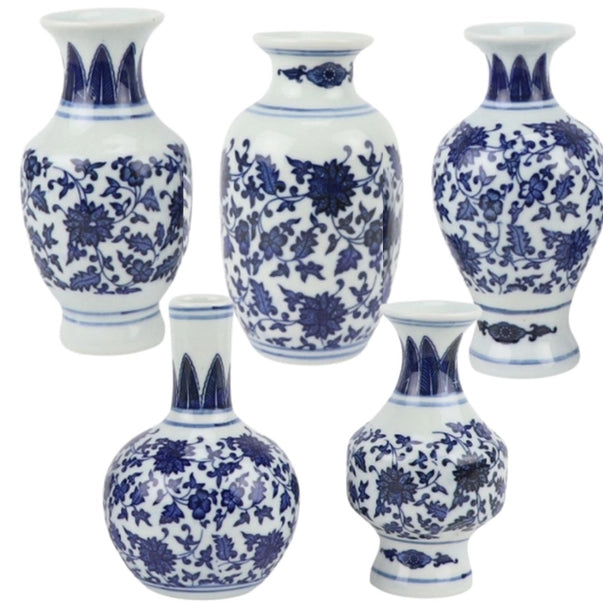 Chic 5 Dark Blue Mini Bud Vases - The Mayfair Hall