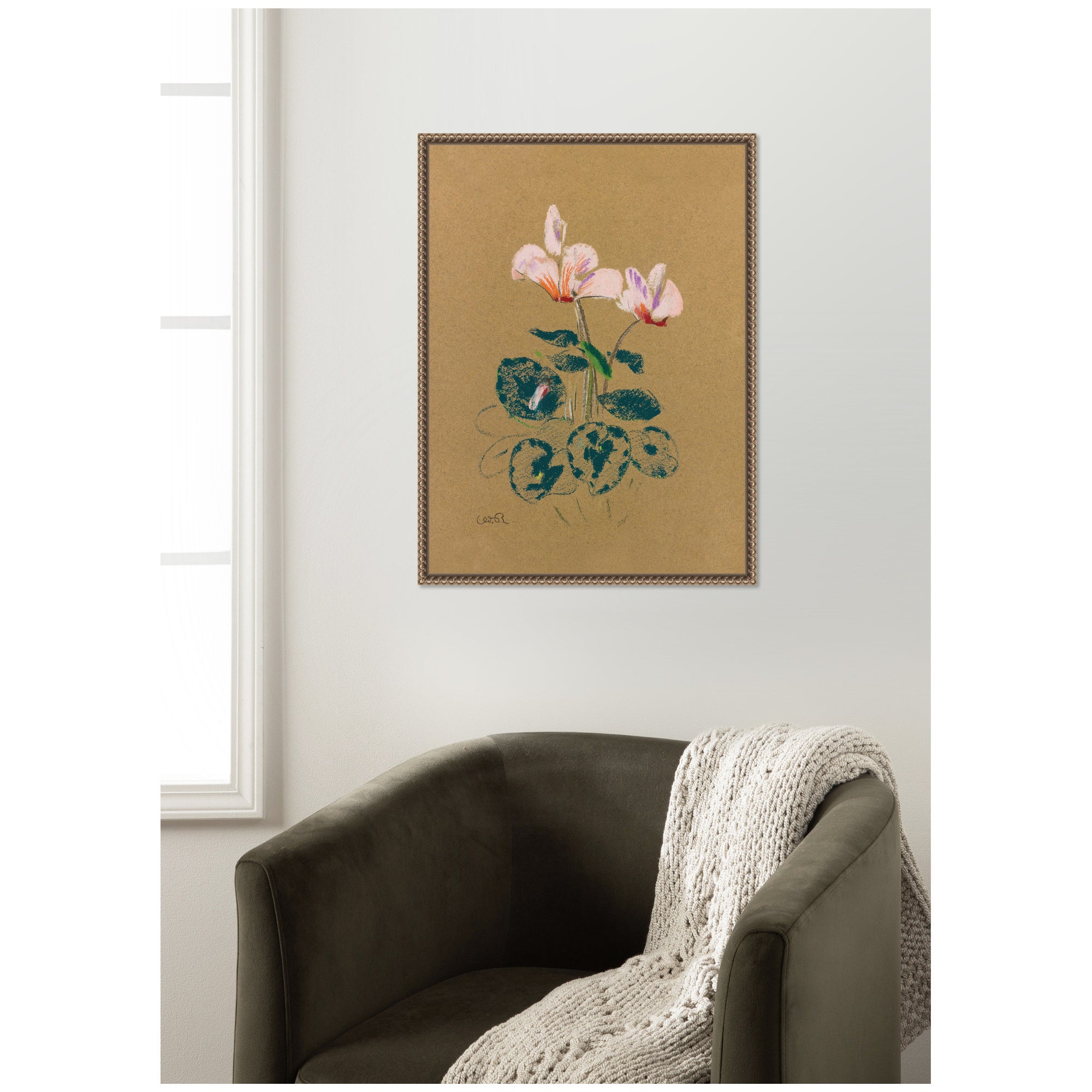 Cyclamen 1916 Odilion Redon by Nostalgia Prints Framed Canvas Wall Art Print