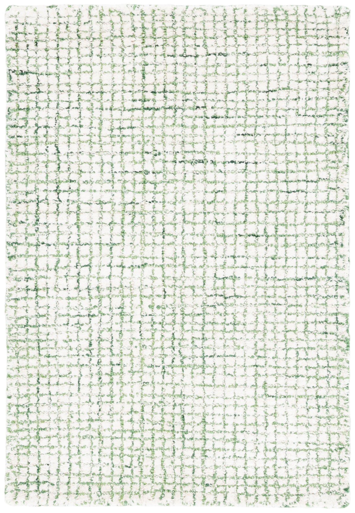 Abstract Modern Hand Tufted Area Rug in Ivory and Green