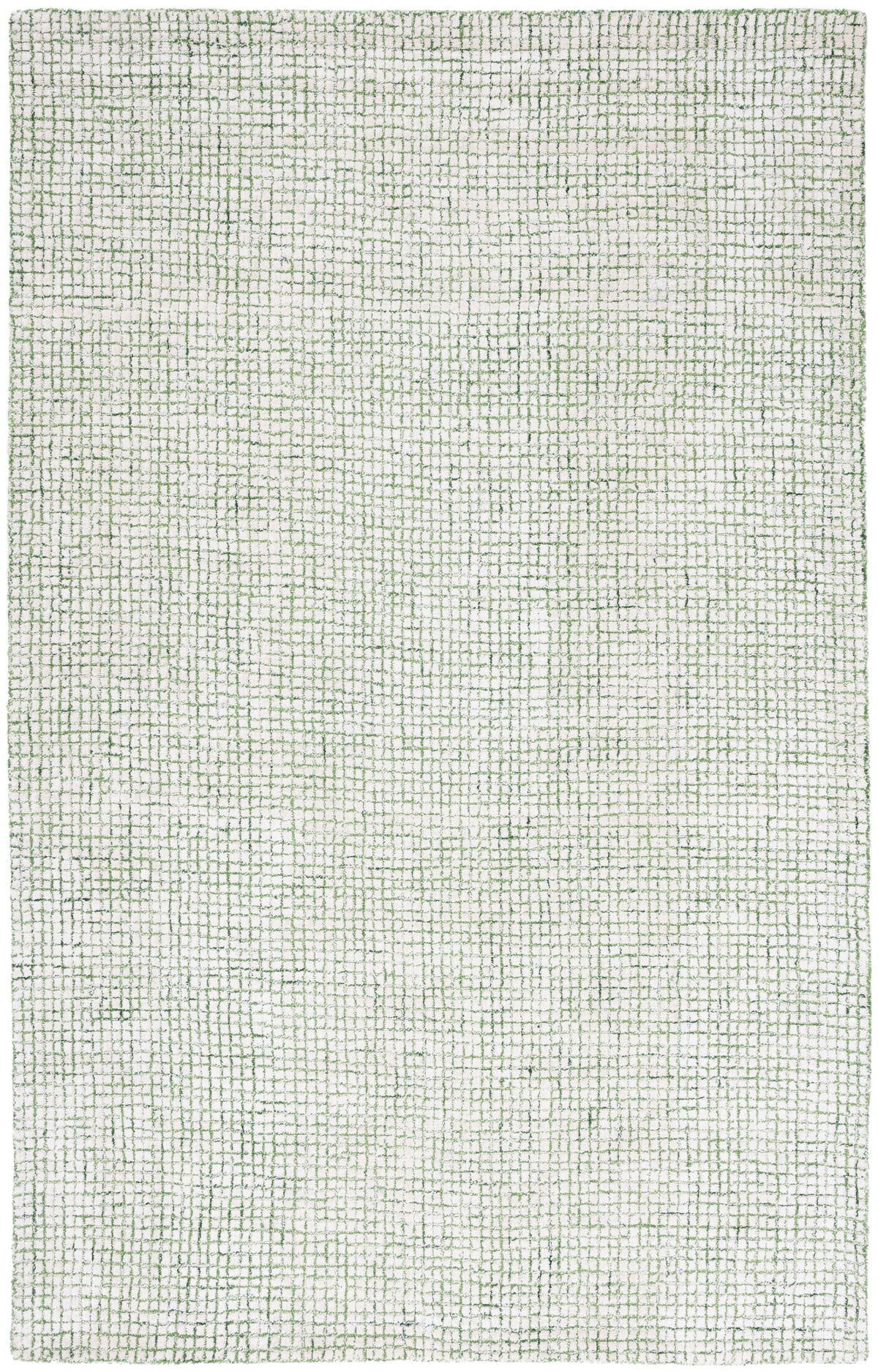 Abstract Modern Hand Tufted Area Rug in Ivory and Green