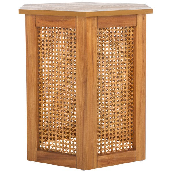 Danez Hexagon Cane Accent Table in Natural