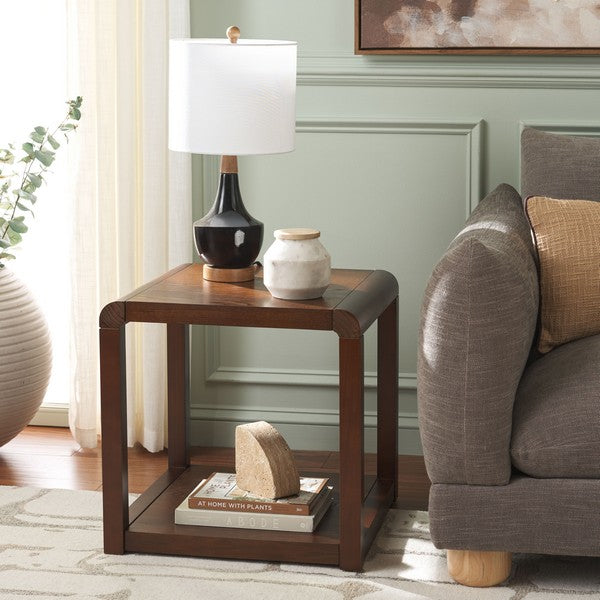 Omara Wood Accent Table in Walnut