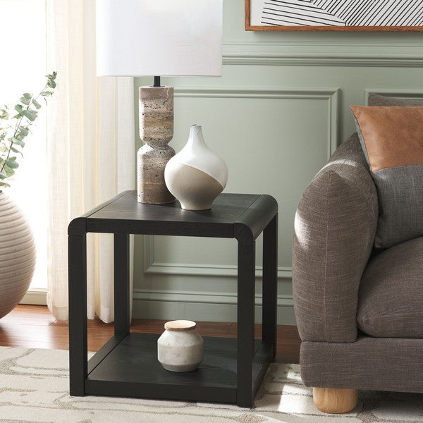 Omara Wood Accent Table in Black
