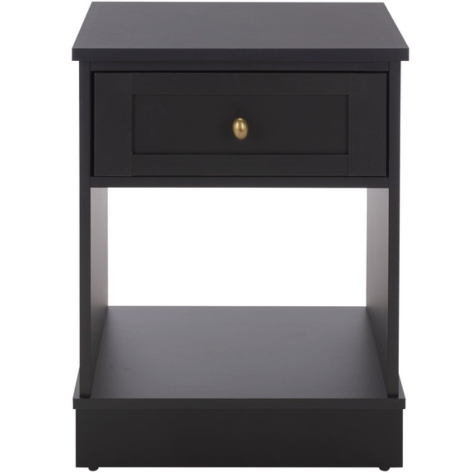 Shafa Accent Table in Black with Storage Drawer