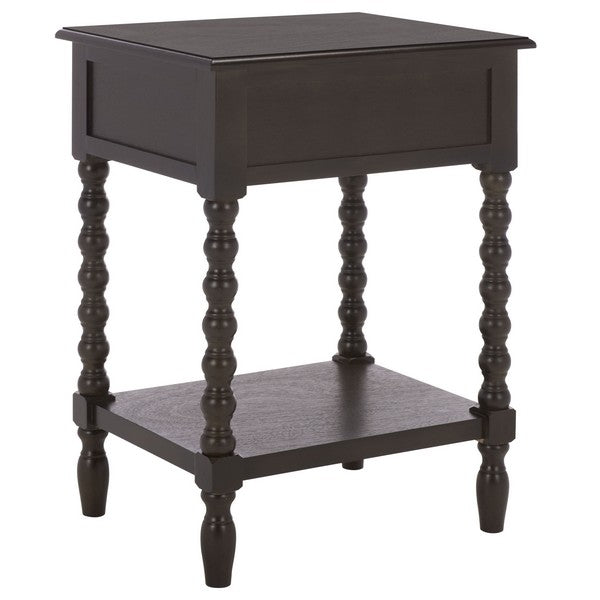Athena Accent Table with 1 Drawer and Ball-turned Legs in Dark Chocolate