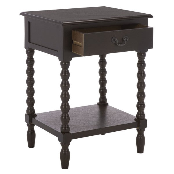 Athena Accent Table with 1 Drawer and Ball-turned Legs in Dark Chocolate