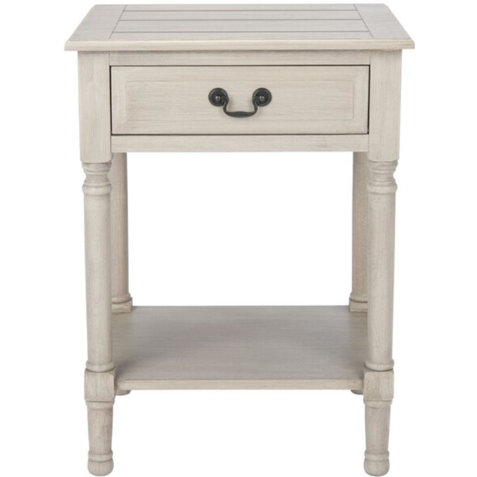 Whitney Accent Table in Greige with Storage Drawer