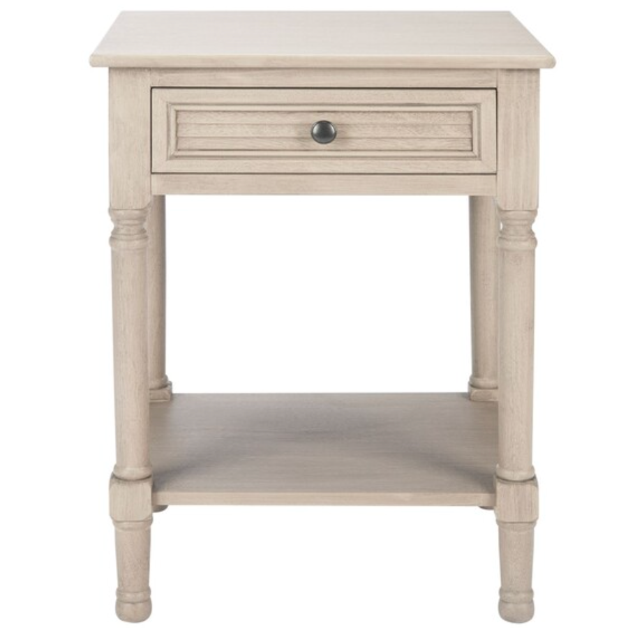 Tate Accent Table in Greige with Storage Drawer