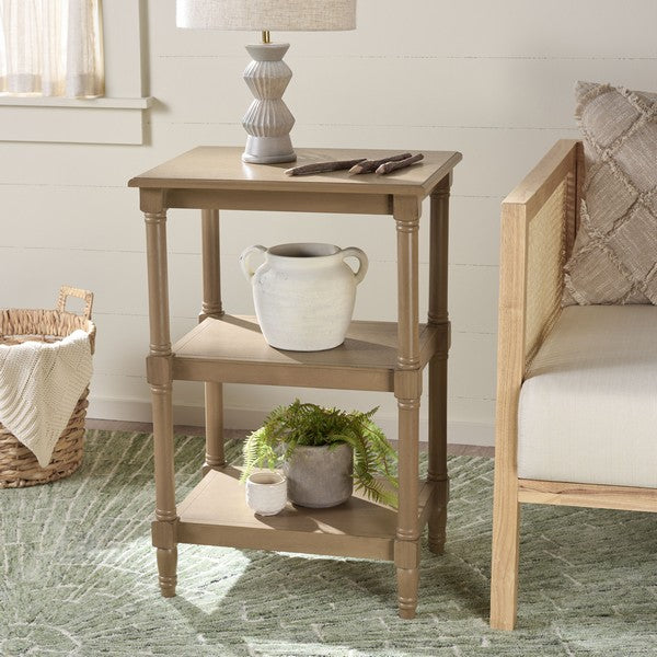 Cassie 3 Shelf Accent Table in Desert Brown