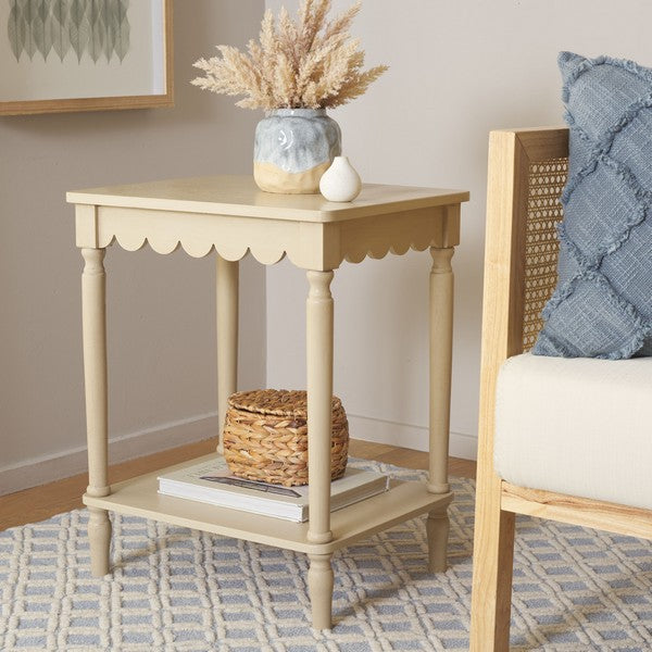 Haven Accent Table in Natural with Scalloped Edge