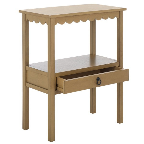 Haven Accent Table in Dessert Brown with Low StorageDrawer