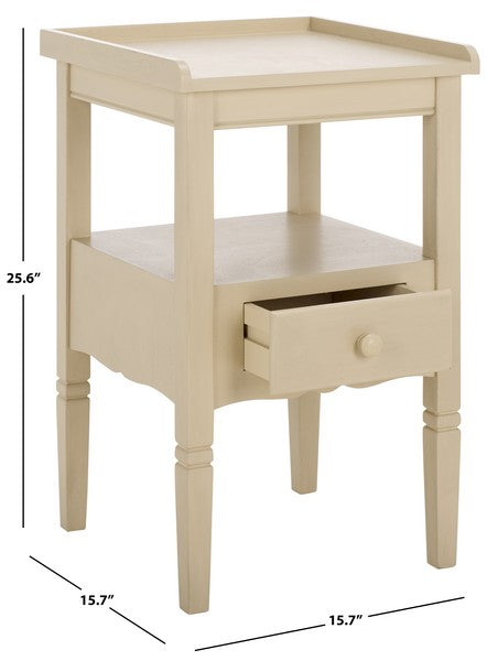 Araminta Accent Table in Sand with Storage Drawer