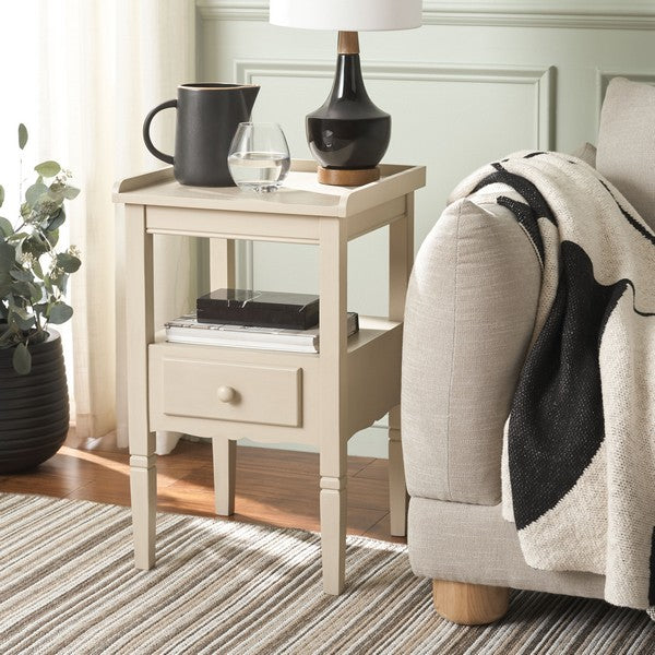 Araminta Accent Table in Sand with Storage Drawer