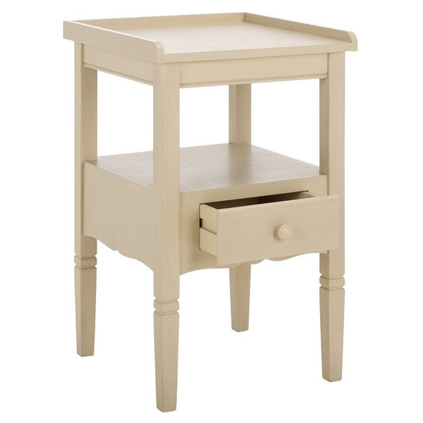 Araminta Accent Table in Sand with Storage Drawer
