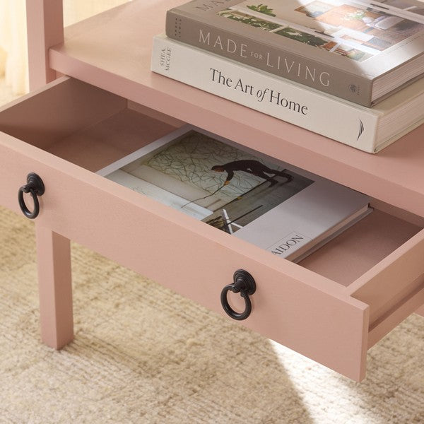 Darlyn Wood Rectangle Accent Table n Pink