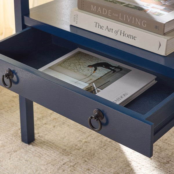 Darlyn Wood Rectangle Accent Table in Ink Blue