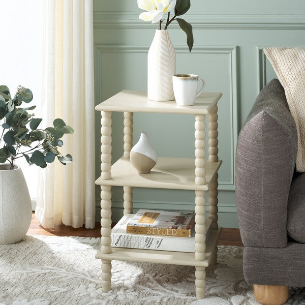Dylin Wood Accent Table in Sand with 3 Shelves