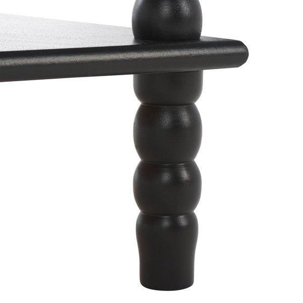 Dilyn Wood Accent Table in Matte Black with 3-Shelves