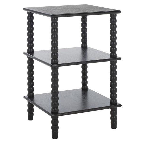 Dilyn Wood Accent Table in Matte Black with 3-Shelves