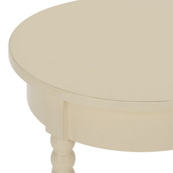 Orbis Round Accent Table in Distressed White