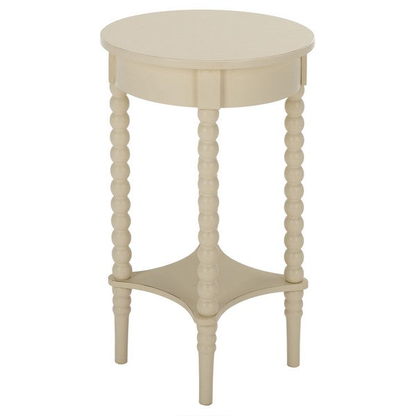 Orbis Round Accent Table in Distressed White