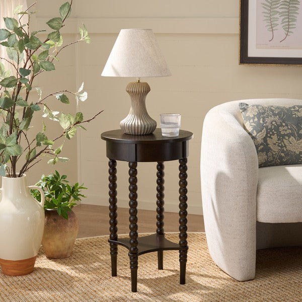 Orbis Round Accent Table in Dark Chocolate