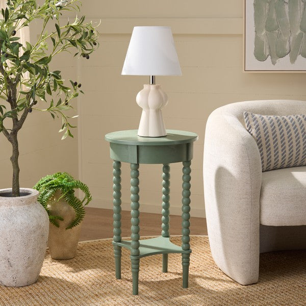 Orbis Round Accent Table in Sage Green