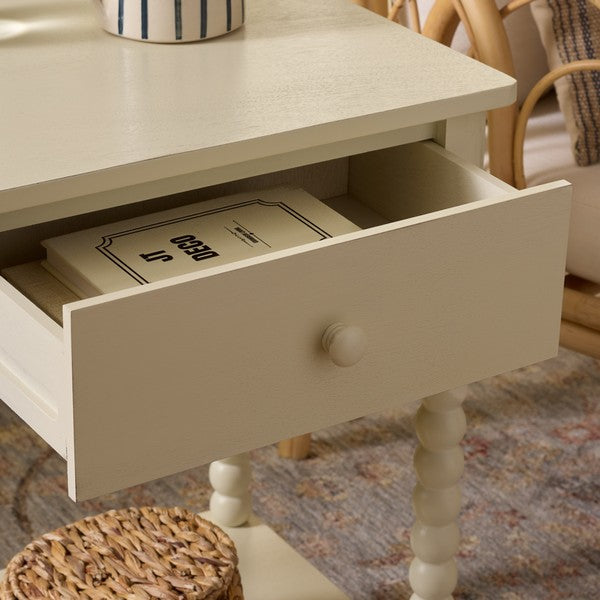 Orbis Accent Table with 1 Drawer in Distressed White