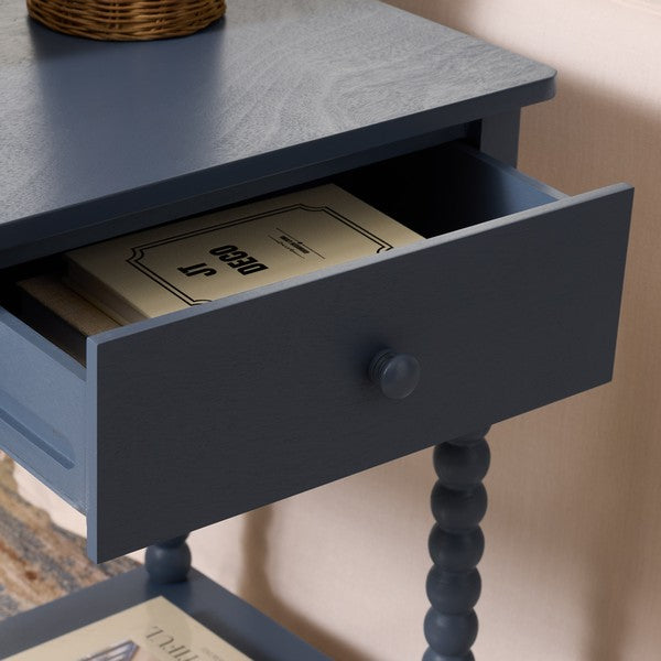 Orbis Accent Table with 1 Drawer in Blue